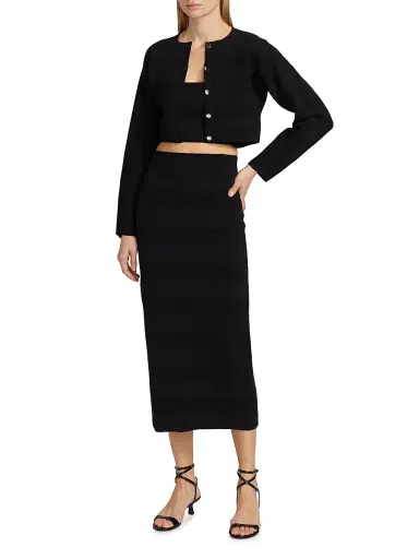 Et Ochs Women's Livv Rib-Knit Crop Cardigan - Black | Thumbnail 2 Et Ochs Women's Livv Rib-Knit Crop Cardigan - Black | Thumbnail 2