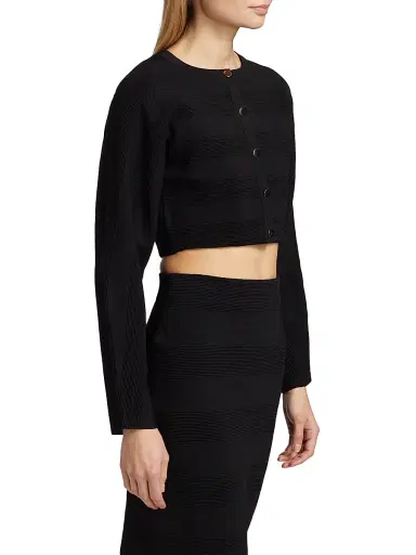 Et Ochs Women's Livv Rib-Knit Crop Cardigan - Black | Thumbnail 4 Et Ochs Women's Livv Rib-Knit Crop Cardigan - Black | Thumbnail 4