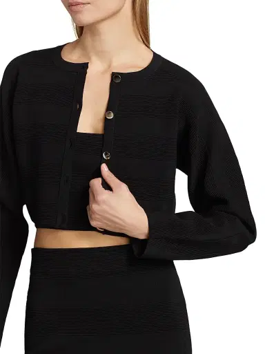 Et Ochs Women's Livv Rib-Knit Crop Cardigan - Black | Thumbnail 6 Et Ochs Women's Livv Rib-Knit Crop Cardigan - Black | Thumbnail 6