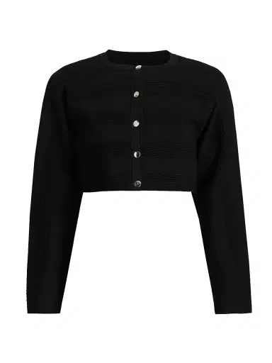Et Ochs Women's Livv Rib-Knit Crop Cardigan - Black | Thumbnail 1 Et Ochs Women's Livv Rib-Knit Crop Cardigan - Black | Thumbnail 1