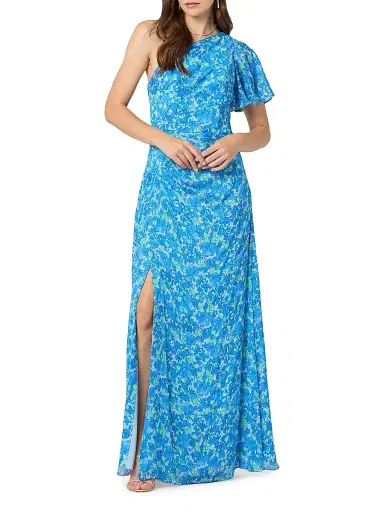 Shoshanna Women's Latissa One-Shoulder Maxi Dress - Sky Multi | Thumbnail 2 Shoshanna Women's Latissa One-Shoulder Maxi Dress - Sky Multi | Thumbnail 2