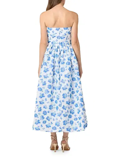 Shoshanna Women's Ophelia Taffeta Strapless A-Line Midi-Dress - Cobalt | Thumbnail 3 Shoshanna Women's Ophelia Taffeta Strapless A-Line Midi-Dress - Cobalt | Thumbnail 3