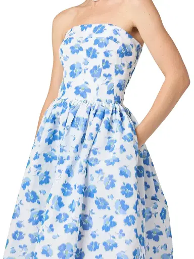 Shoshanna Women's Ophelia Taffeta Strapless A-Line Midi-Dress - Cobalt | Thumbnail 4 Shoshanna Women's Ophelia Taffeta Strapless A-Line Midi-Dress - Cobalt | Thumbnail 4