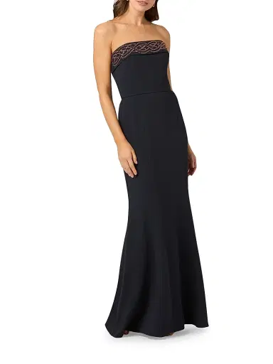 Shoshanna Women's Violette Embellished Strapless Gown - Navy | Thumbnail 2 Shoshanna Women's Violette Embellished Strapless Gown - Navy | Thumbnail 2