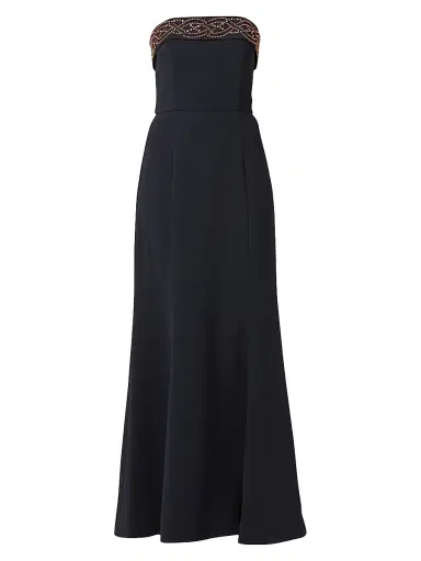 Shoshanna Women's Violette Embellished Strapless Gown - Navy | Thumbnail 1 Shoshanna Women's Violette Embellished Strapless Gown - Navy | Thumbnail 1