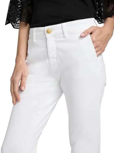 Kobi Halperin Women's Cathy Twill Fray-Hem Pants - White | Thumbnail 6 Kobi Halperin Women's Cathy Twill Fray-Hem Pants - White | Thumbnail 6
