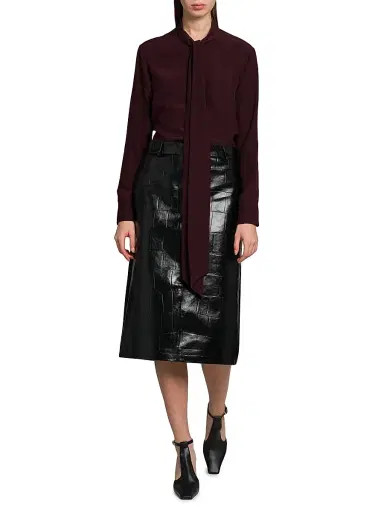 Stella McCartney Women's Croco Combo Midi-Skirt - Black | Thumbnail 2 Stella McCartney Women's Croco Combo Midi-Skirt - Black | Thumbnail 2