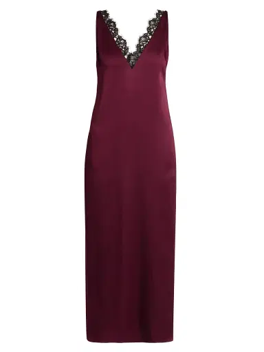 Stella McCartney Women's Satin-Lace V-Neck Maxi Slipdress - Bordeaux | Thumbnail 1 Stella McCartney Women's Satin-Lace V-Neck Maxi Slipdress - Bordeaux | Thumbnail 1