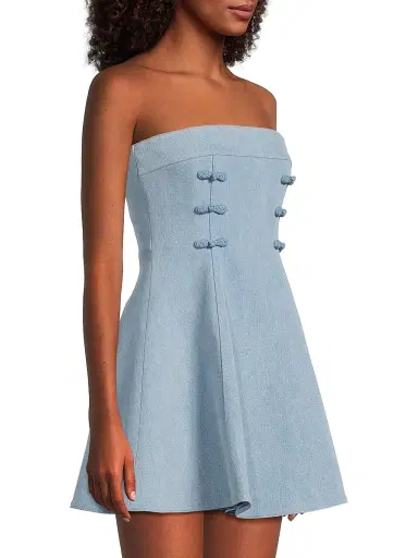Sau Lee Women's Tai Denim Strapless Minidress - Light Denim | Thumbnail 4 Sau Lee Women's Tai Denim Strapless Minidress - Light Denim | Thumbnail 4