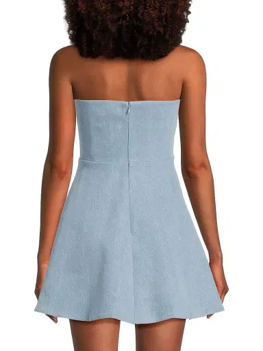 Sau Lee Women's Tai Denim Strapless Minidress - Light Denim | Thumbnail 5 Sau Lee Women's Tai Denim Strapless Minidress - Light Denim | Thumbnail 5