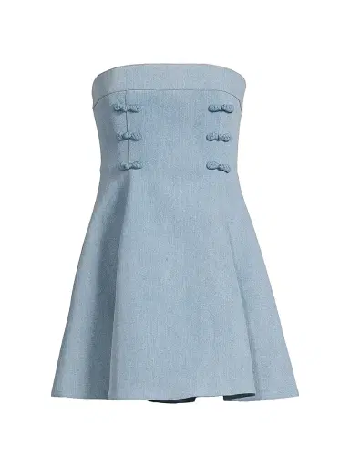 Sau Lee Women's Tai Denim Strapless Minidress - Light Denim | Thumbnail 1 Sau Lee Women's Tai Denim Strapless Minidress - Light Denim | Thumbnail 1