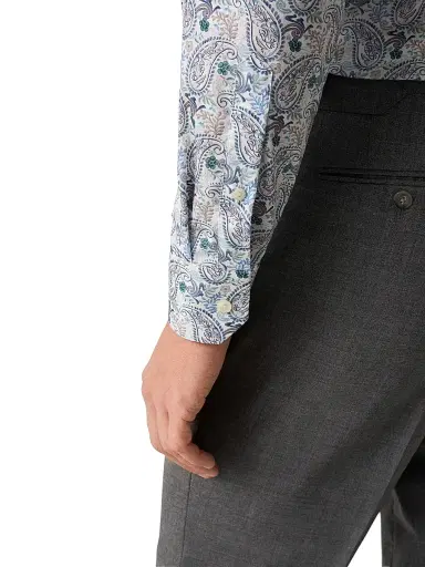 Eton Men's Paisley Cotton-Blend Button-Front Shirt - Blue | Thumbnail 6 Eton Men's Paisley Cotton-Blend Button-Front Shirt - Blue | Thumbnail 6