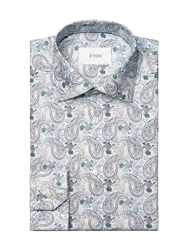 Eton Men's Paisley Cotton-Blend Button-Front Shirt - Blue | Thumbnail 1 Eton Men's Paisley Cotton-Blend Button-Front Shirt - Blue | Thumbnail 1