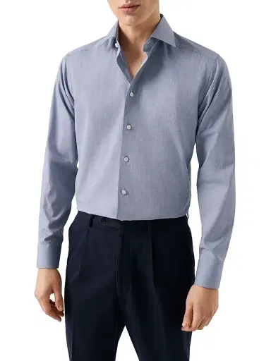 Eton Men's Slim-Fit Melange Solid Button-Front Shirt | Thumbnail 3 Eton Men's Slim-Fit Melange Solid Button-Front Shirt | Thumbnail 3
