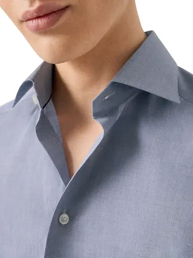 Eton Men's Slim-Fit Melange Solid Button-Front Shirt | Thumbnail 5 Eton Men's Slim-Fit Melange Solid Button-Front Shirt | Thumbnail 5