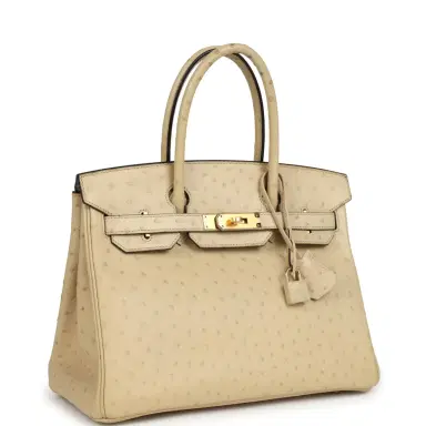 HERMÈS Pre-owned Hermes Birkin 30 Parchemin Ostrich Gold Hardware | Thumbnail 2 HERMÈS Pre-owned Hermes Birkin 30 Parchemin Ostrich Gold Hardware | Thumbnail 2
