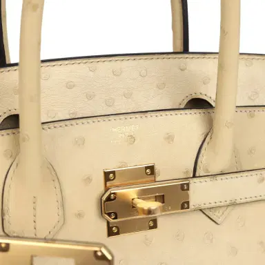 HERMÈS Pre-owned Hermes Birkin 30 Parchemin Ostrich Gold Hardware | Thumbnail 7 HERMÈS Pre-owned Hermes Birkin 30 Parchemin Ostrich Gold Hardware | Thumbnail 7