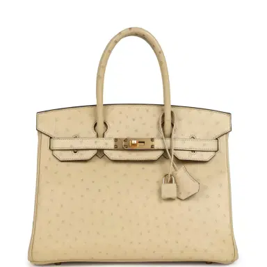 HERMÈS Pre-owned Hermes Birkin 30 Parchemin Ostrich Gold Hardware | Thumbnail 1 HERMÈS Pre-owned Hermes Birkin 30 Parchemin Ostrich Gold Hardware | Thumbnail 1