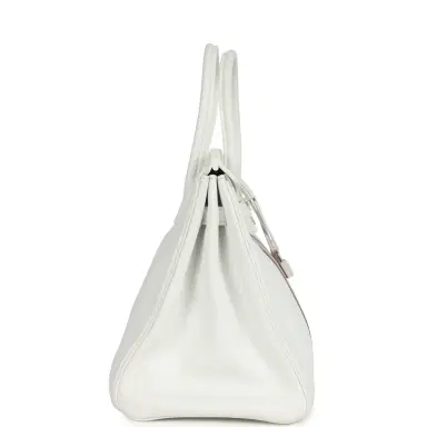 HERMÈS Pre-owned Hermes Birkin Club 35 White and Gris Perle Clemence and Sanguine Lizard Palladium Hardware | Thumbnail 3 HERMÈS Pre-owned Hermes Birkin Club 35 White and Gris Perle Clemence and Sanguine Lizard Palladium Hardware | Thumbnail 3