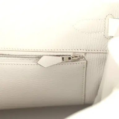 HERMÈS Pre-owned Hermes Birkin Club 35 White and Gris Perle Clemence and Sanguine Lizard Palladium Hardware | Thumbnail 9 HERMÈS Pre-owned Hermes Birkin Club 35 White and Gris Perle Clemence and Sanguine Lizard Palladium Hardware | Thumbnail 9