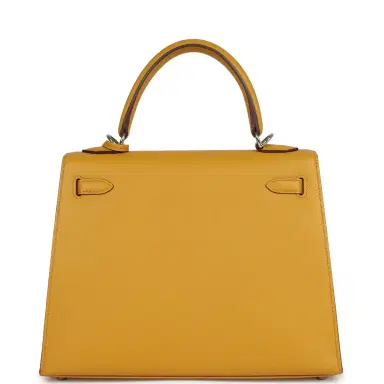 HERMÈS Pre-owned Hermes Kelly Sellier 25 Jaune Ambre Epsom Palladium Hardware | Thumbnail 4 HERMÈS Pre-owned Hermes Kelly Sellier 25 Jaune Ambre Epsom Palladium Hardware | Thumbnail 4