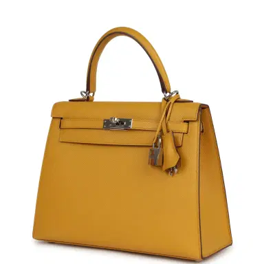 HERMÈS Pre-owned Hermes Kelly Sellier 25 Jaune Ambre Epsom Palladium Hardware | Thumbnail 5 HERMÈS Pre-owned Hermes Kelly Sellier 25 Jaune Ambre Epsom Palladium Hardware | Thumbnail 5