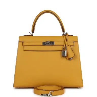 HERMÈS Pre-owned Hermes Kelly Sellier 25 Jaune Ambre Epsom Palladium Hardware | Thumbnail 1 HERMÈS Pre-owned Hermes Kelly Sellier 25 Jaune Ambre Epsom Palladium Hardware | Thumbnail 1