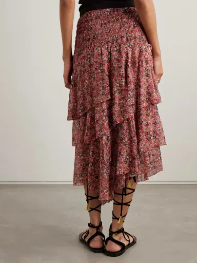 Marant Étoile Brigitte Asymmetric Tiered Ruffled Printed Georgette Skirt | Thumbnail 3 Marant Étoile Brigitte Asymmetric Tiered Ruffled Printed Georgette Skirt | Thumbnail 3