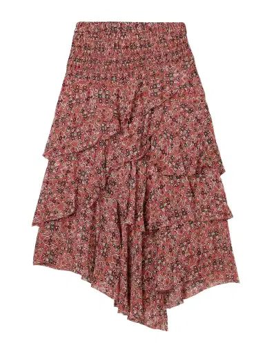 Marant Étoile Brigitte Asymmetric Tiered Ruffled Printed Georgette Skirt | Thumbnail 1 Marant Étoile Brigitte Asymmetric Tiered Ruffled Printed Georgette Skirt | Thumbnail 1