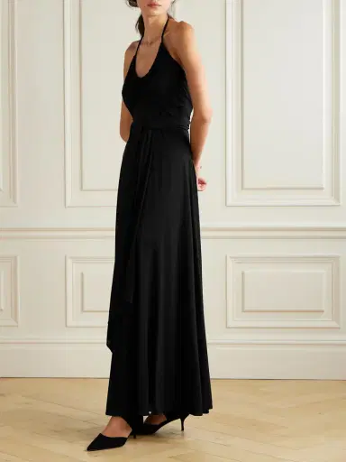 Alaïa Belted Gathered Jersey Halterneck Maxi Dress | Thumbnail 2 Alaïa Belted Gathered Jersey Halterneck Maxi Dress | Thumbnail 2