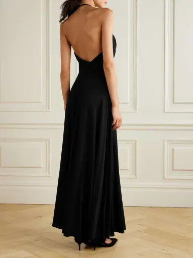 Alaïa Belted Gathered Jersey Halterneck Maxi Dress | Thumbnail 3 Alaïa Belted Gathered Jersey Halterneck Maxi Dress | Thumbnail 3