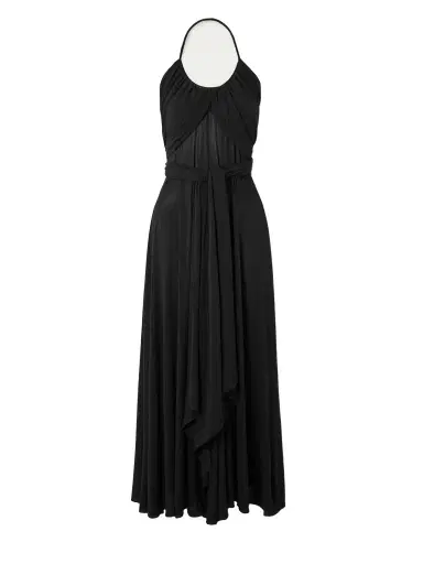 Alaïa Belted Gathered Jersey Halterneck Maxi Dress | Thumbnail 1 Alaïa Belted Gathered Jersey Halterneck Maxi Dress | Thumbnail 1