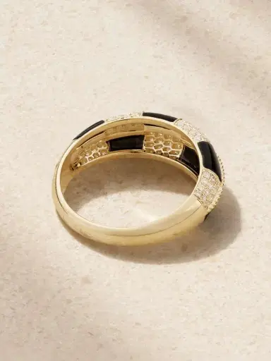 Yvonne Léon Alliance 9-karat Gold, Onyx And Diamond Ring | Thumbnail 3 Yvonne Léon Alliance 9-karat Gold, Onyx And Diamond Ring | Thumbnail 3