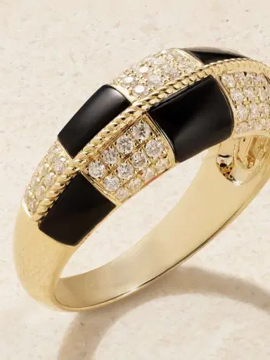 Yvonne Léon Alliance 9-karat Gold, Onyx And Diamond Ring | Thumbnail 4 Yvonne Léon Alliance 9-karat Gold, Onyx And Diamond Ring | Thumbnail 4