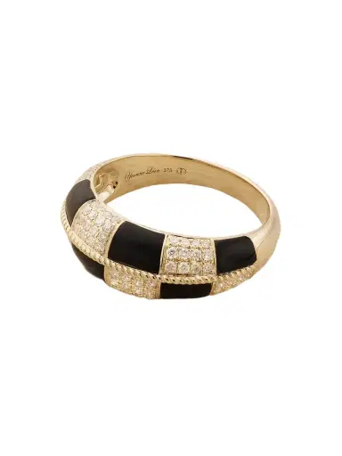Yvonne Léon Alliance 9-karat Gold, Onyx And Diamond Ring | Thumbnail 1 Yvonne Léon Alliance 9-karat Gold, Onyx And Diamond Ring | Thumbnail 1