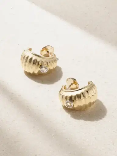 Yvonne Léon 9-karat Gold Topaz Hoop Earrings | Thumbnail 1 Yvonne Léon 9-karat Gold Topaz Hoop Earrings | Thumbnail 1