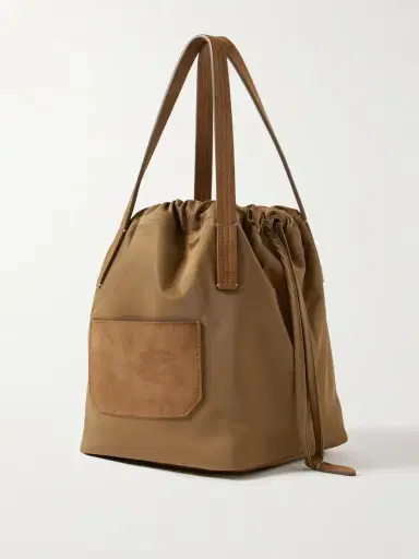Khaite Rory Suede-trimmed Shell Bucket Bag | Thumbnail 3 Khaite Rory Suede-trimmed Shell Bucket Bag | Thumbnail 3