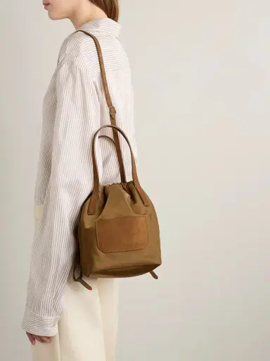 Khaite Rory Suede-trimmed Shell Bucket Bag | Thumbnail 6 Khaite Rory Suede-trimmed Shell Bucket Bag | Thumbnail 6