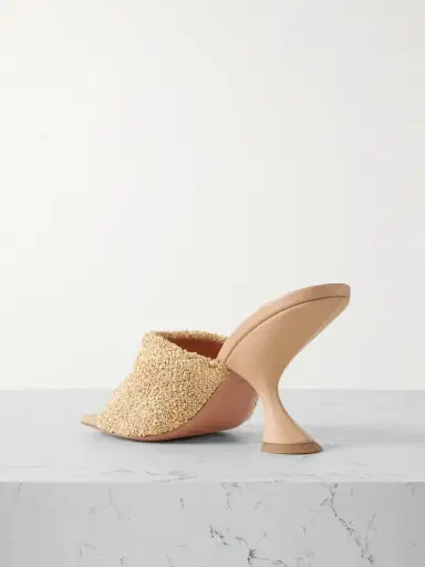 Amina Muaddi Taylor Leather-trimmed Raffia Mules | Thumbnail 3 Amina Muaddi Taylor Leather-trimmed Raffia Mules | Thumbnail 3