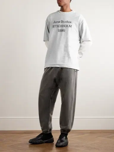 Acne Studios Exford Distressed Logo-Print Organic Cotton-Jersey T-Shirt - Men | Thumbnail 2 Acne Studios Exford Distressed Logo-Print Organic Cotton-Jersey T-Shirt - Men | Thumbnail 2