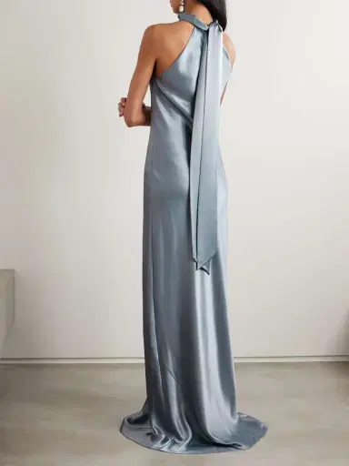 Galvan Sienna Satin Halterneck Gown | Thumbnail 3 Galvan Sienna Satin Halterneck Gown | Thumbnail 3