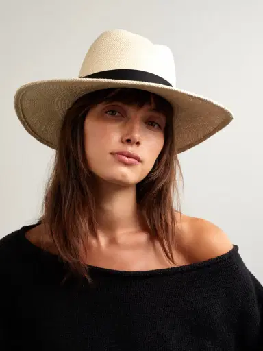 Gigi Burris Jeanne Embellished Cotton Felt-trimmed Straw Fedora | Thumbnail 2 Gigi Burris Jeanne Embellished Cotton Felt-trimmed Straw Fedora | Thumbnail 2
