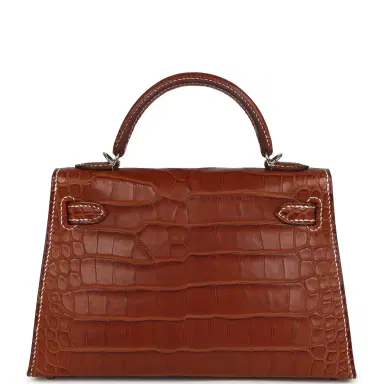 HERMÈS Hermes Kelly Sellier 20 Fauve Matte Alligator Mississippiensis Barenia Palladium Hardware | Thumbnail 5 HERMÈS Hermes Kelly Sellier 20 Fauve Matte Alligator Mississippiensis Barenia Palladium Hardware | Thumbnail 5