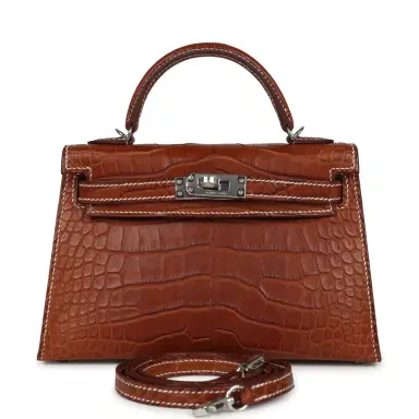 HERMÈS Hermes Kelly Sellier 20 Fauve Matte Alligator Mississippiensis Barenia Palladium Hardware | Thumbnail 1 HERMÈS Hermes Kelly Sellier 20 Fauve Matte Alligator Mississippiensis Barenia Palladium Hardware | Thumbnail 1