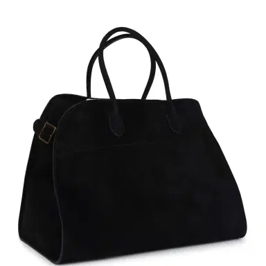 The Row The Row Soft Margaux 17 Bag Black Suede Gold Hardware | Thumbnail 2 The Row The Row Soft Margaux 17 Bag Black Suede Gold Hardware | Thumbnail 2