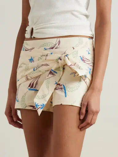 Rabanne Bow-detailed Printed Cotton Shorts | Thumbnail 3 Rabanne Bow-detailed Printed Cotton Shorts | Thumbnail 3