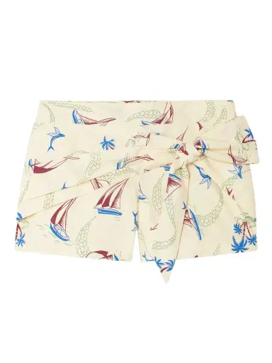 Rabanne Bow-detailed Printed Cotton Shorts | Thumbnail 1 Rabanne Bow-detailed Printed Cotton Shorts | Thumbnail 1