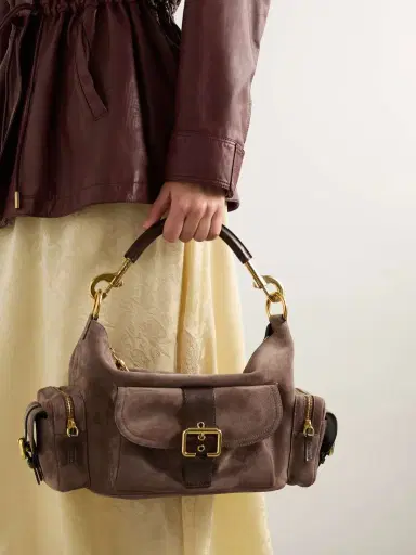 Chloé Camera Medium Leather-trimmed Suede Shoulder Bag | Thumbnail 6 Chloé Camera Medium Leather-trimmed Suede Shoulder Bag | Thumbnail 6