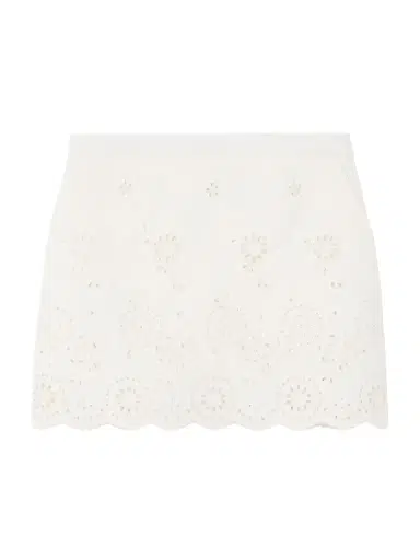 Chloé Scalloped Quilted Broderie Anglaise Cotton-blend Mini Skirt | Thumbnail 1 Chloé Scalloped Quilted Broderie Anglaise Cotton-blend Mini Skirt | Thumbnail 1