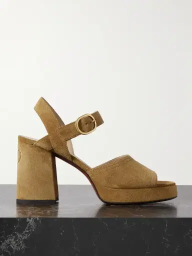 Valentino Garavani Vlogo 95 Suede Platform Sandals | Thumbnail 1 Valentino Garavani Vlogo 95 Suede Platform Sandals | Thumbnail 1